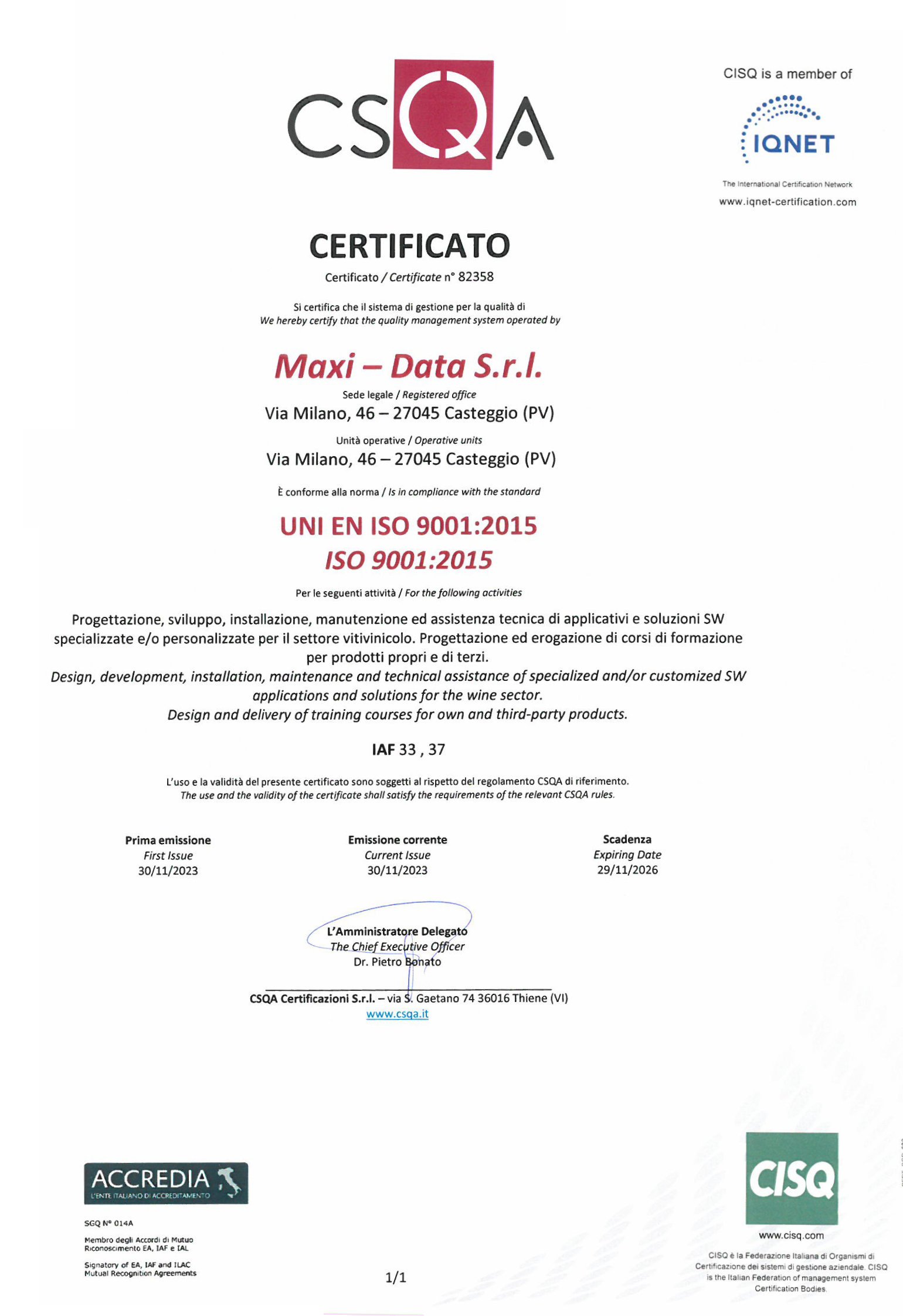 Certificazioni Certificazioni